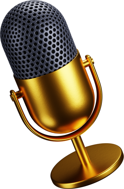 3D Black and Gold Microphone